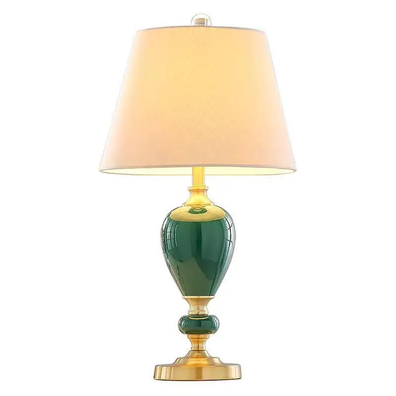 American Style Blue Ceramic Bedroom Desk Lamp Living Room Home Decoration Bedside Table Lighting European Style LED Table Lamp image 6
