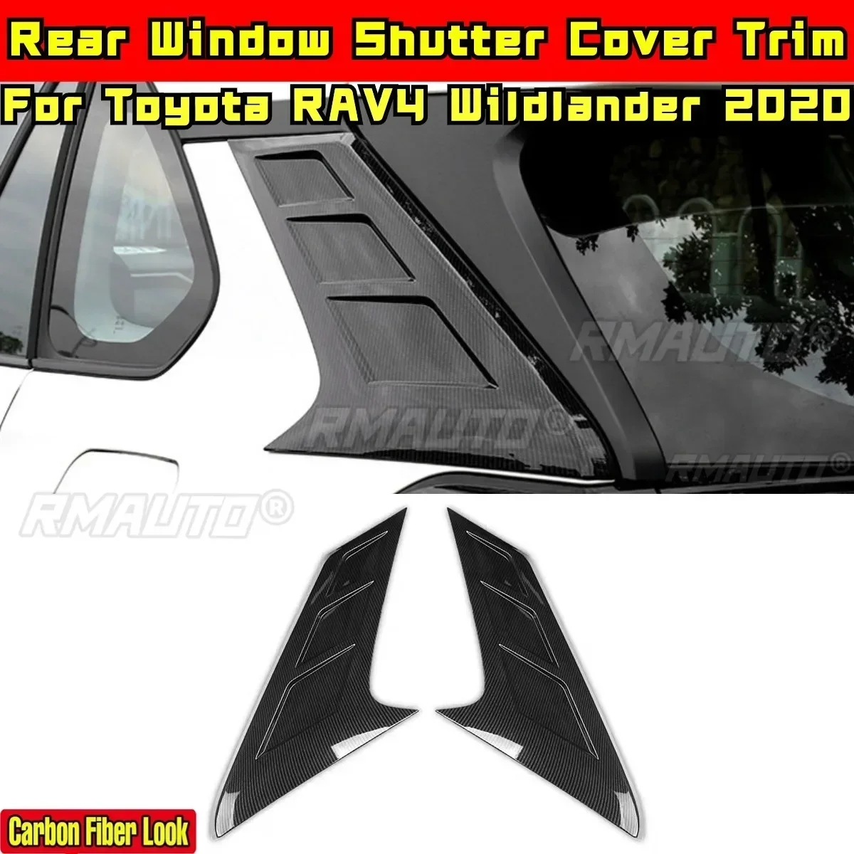 For Toyota RAV4 Wildlander 2020 Body Kit Carbon Fiber Look Sport Style Rear Window Shutter Cover Trim Car Accessories