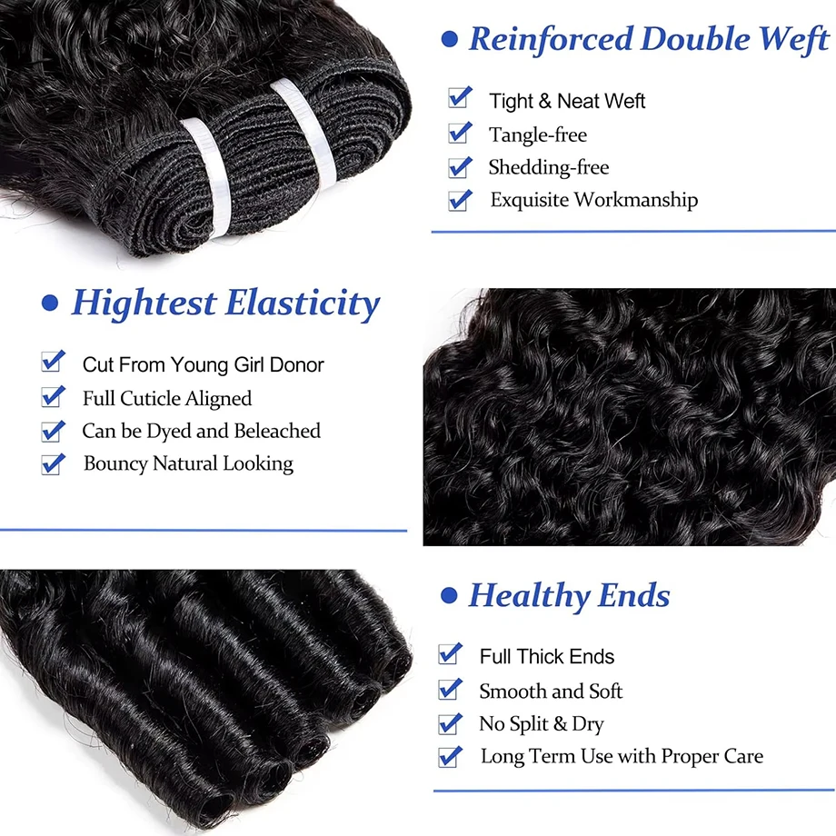 Burmese Curly Hair Bundles Human Hair 12A Quality Sew In Bundles Raw Hair Bundles Double Drawn Brazilian Remy Hair Extensions For black women 26 28 30 Inches 1 3 4 Bundles