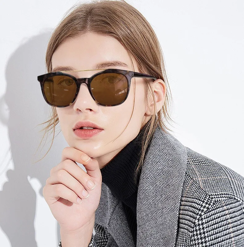 

TR90 New Women's Cat Eye Polarized Sunglasses with Magnetic Clip Customizable Myopia Prescription Lens Reading Glasses
