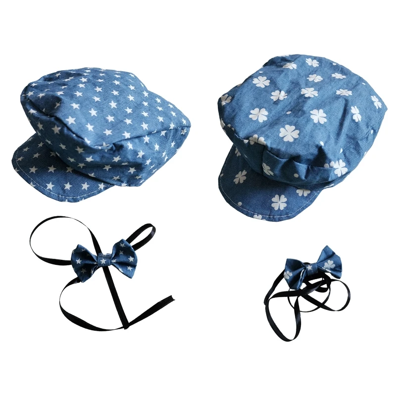 2 in 1 Newborn Gentleman Hat with Tie Set Little Gentleman Bowtie with Hat set Perfect for Captivating Photoshoots