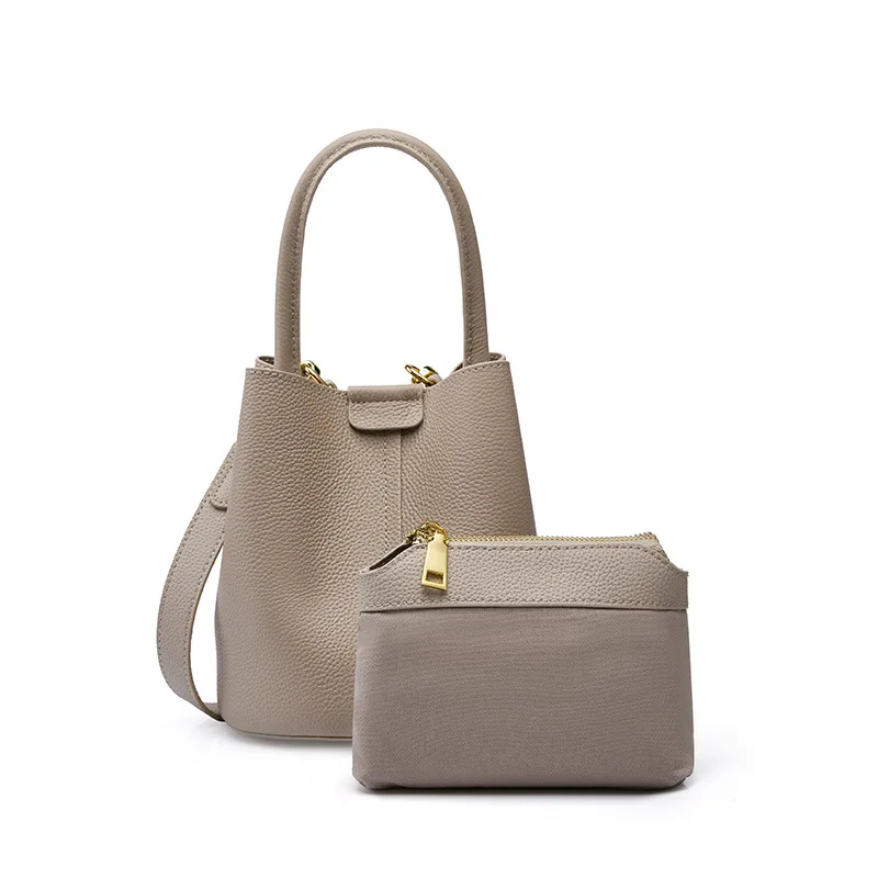 100% borsa composita in vera pelle borsa a secchiello Casual da donna per Shopper Office Ladies Solid Shoulder Crossbody Bags borse