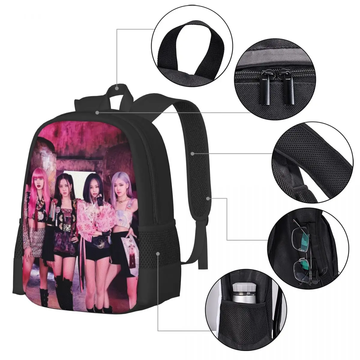 Kpop Jennie Black-Pink Travel Laptop Backpack, Business College School Computer Bag Gift for Men & Women