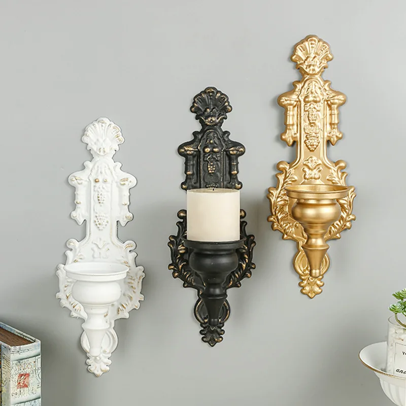 2Pcs Nordic Wall Mounted Candle Holder Retro Creative Home Living Room Wall Decoration Candlestick Ornament Wedding Decoration