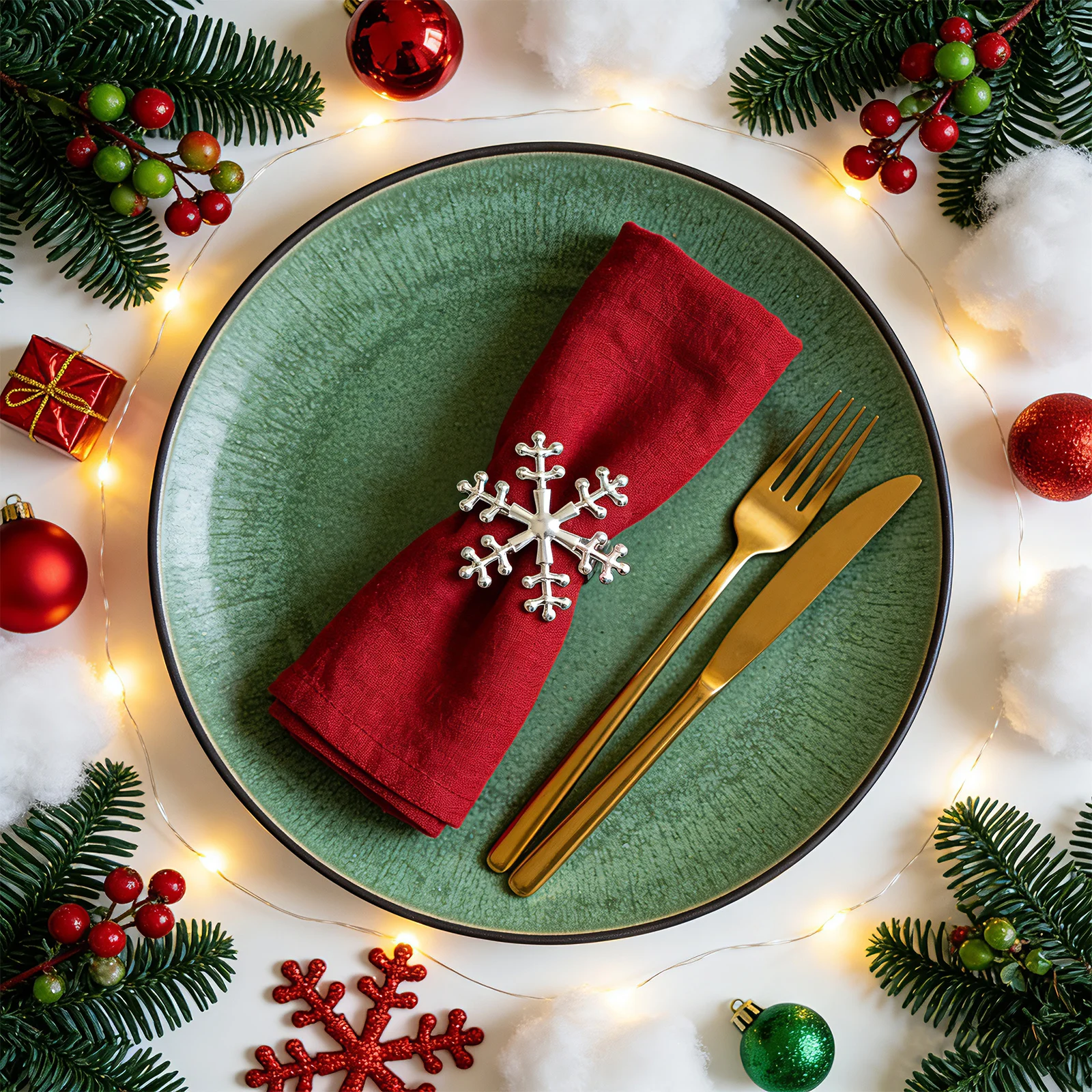 6 قطع من حلقة منديل ندفة الثلج مصنوعة من مادة سبيكة بلمسة نهائية لامعة لتزيين الطاولة الأنيقة لحفلات العطلات وحفلات الزفاف وحفلات الطعام #1