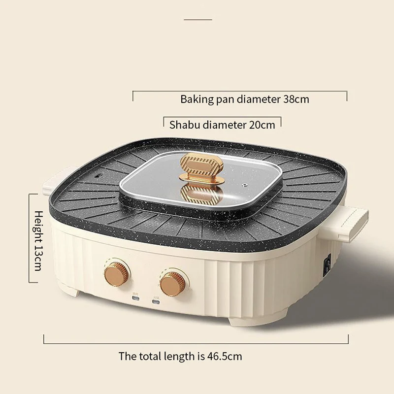 Nieuwe Stijl Van Geïntegreerde Hete Pot En Grill Thuis Elektrische Bakplaat Barbecue Pan Barbecue Pan Multifunctionele Elektrische Grill