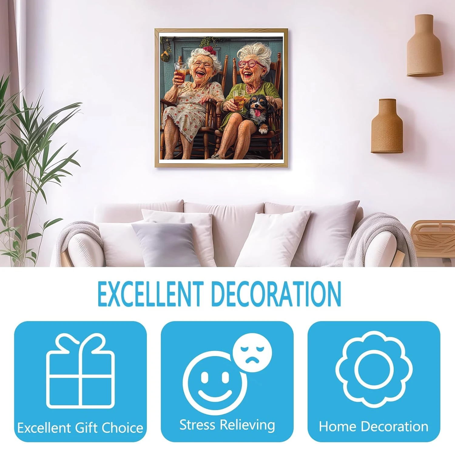 Puzzle in legno di una maggiore vecchia donna, puzzle in legno con pezzi di forma unici per adulti, regalo di Natale Gioco per famiglie Decorazioni per la casa