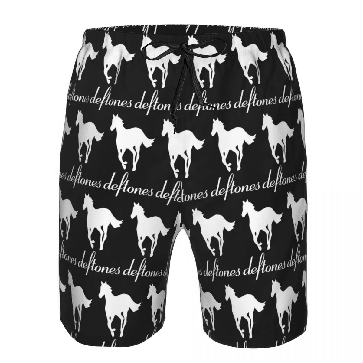 Celana Pendek Pantai Pria PP Skull Deftone White Ohms Around Trunks, Celana Renang Kasual Cepat Kering untuk Musim Panas