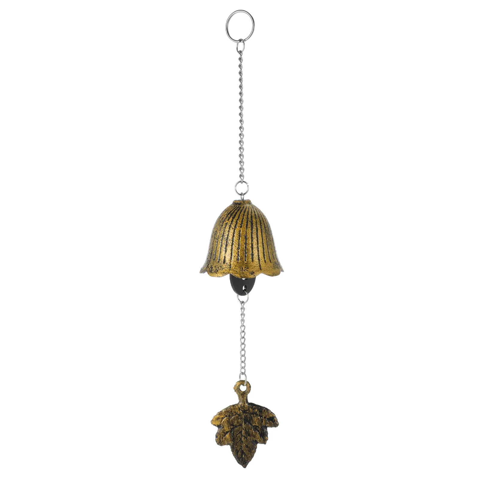 

1pc Retro Iron Wind Chime Household Hanging Maple Leaf Design Crisp Sound Garden Balcony Temple Decorative Bell Fortune Lucks