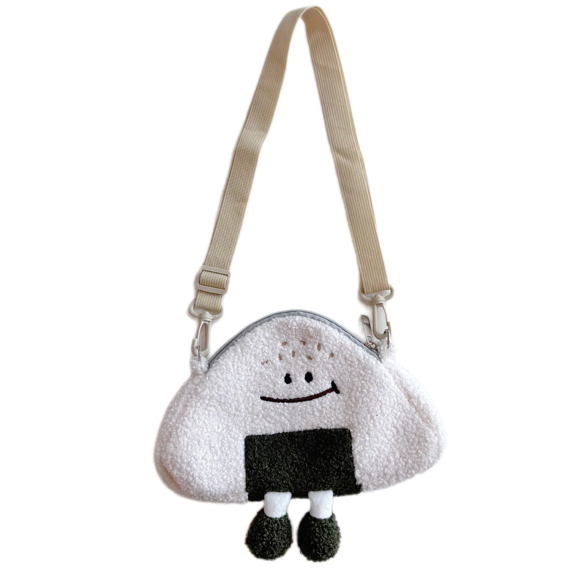 Ins piccola fresca delicata palla di riso Nori borsa a tracolla in peluche cartone animato carino Nori palla di riso portamonete regalo di compleanno per bambini