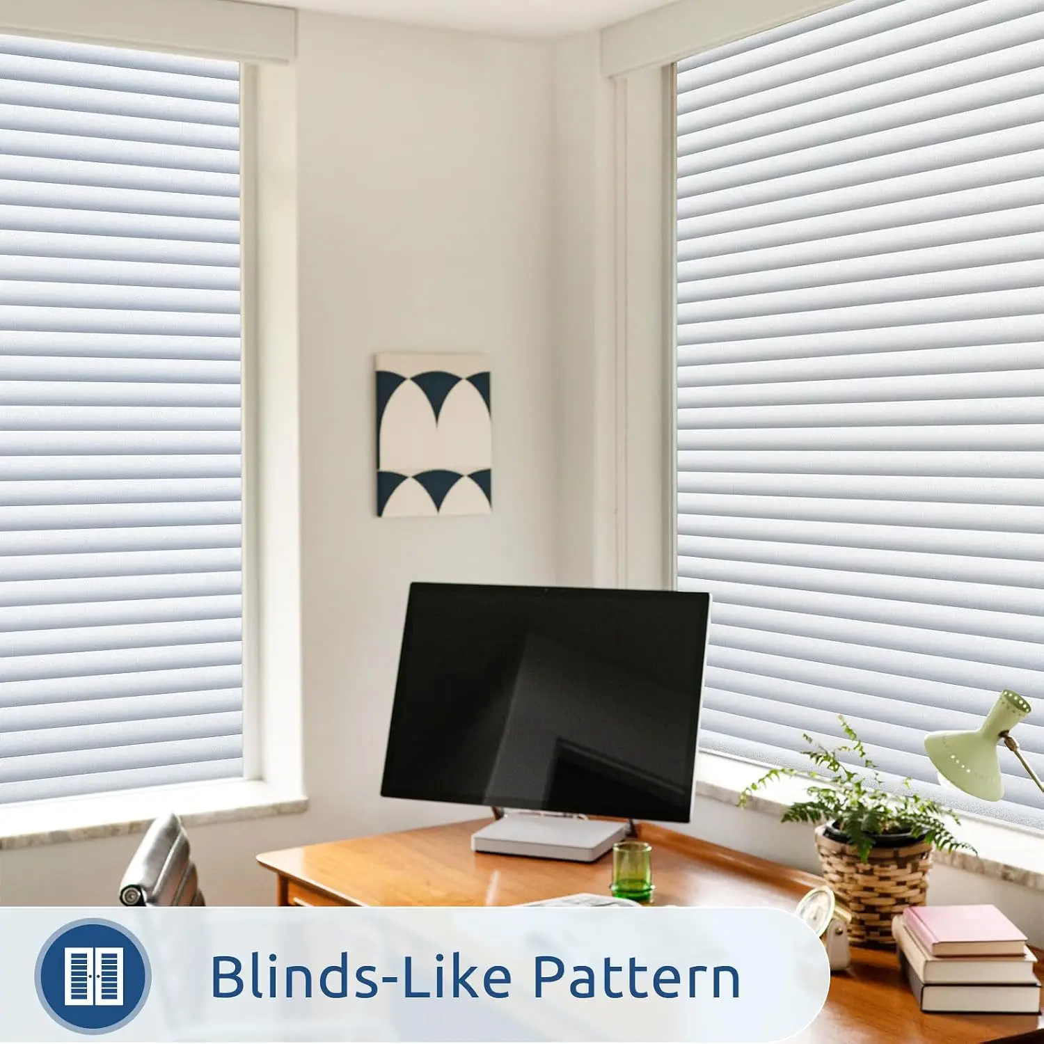 Blinds Frosted Window Privacy Film Static Cling, No Glue Decorative Glass Sticker, UV Blocking Tint for Bathroom Home Office