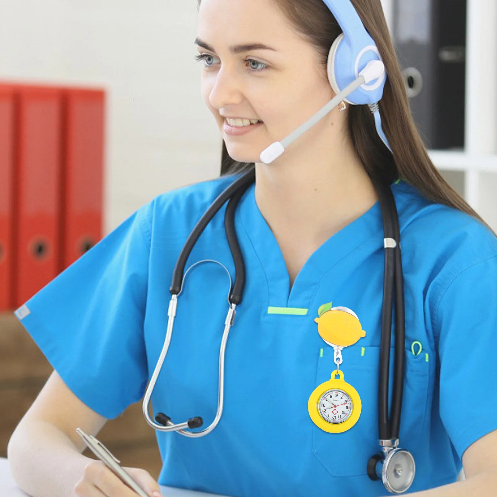 Lemon Nurse Pocket Watch Luminous Retractable Creative Cartoon Design Highquality Glass Quartz Alloy Durable Lemon Nurse Watch