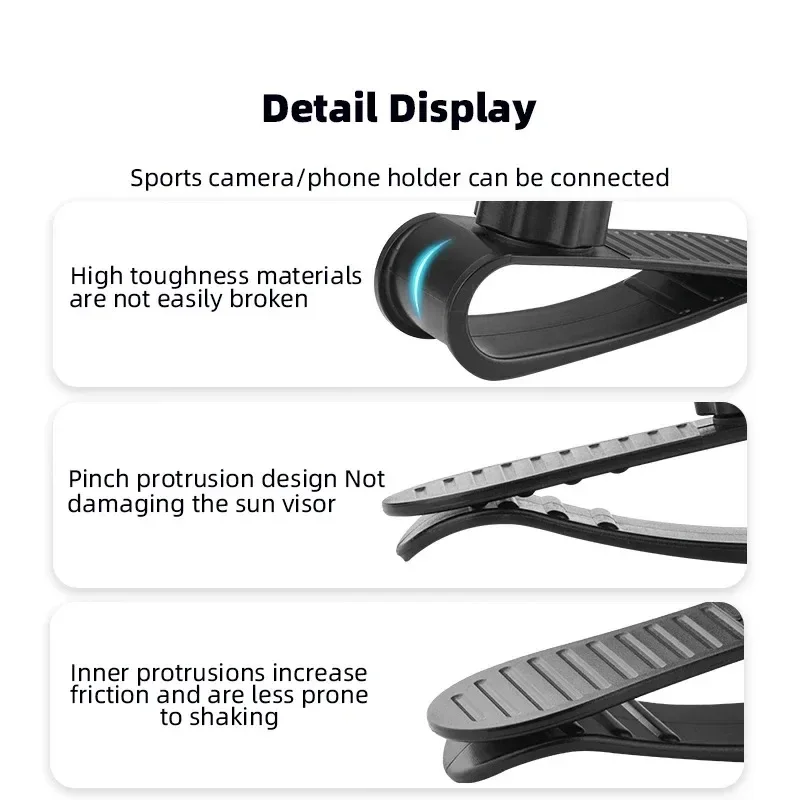 BRDRC سيارة الشمس قناع جبل ل GoPro بطل 13 12 11 10 /Action 5 Pro/Insta360 X4 X3/Pocket 3 كاميرا ملحقات الهاتف الذكي