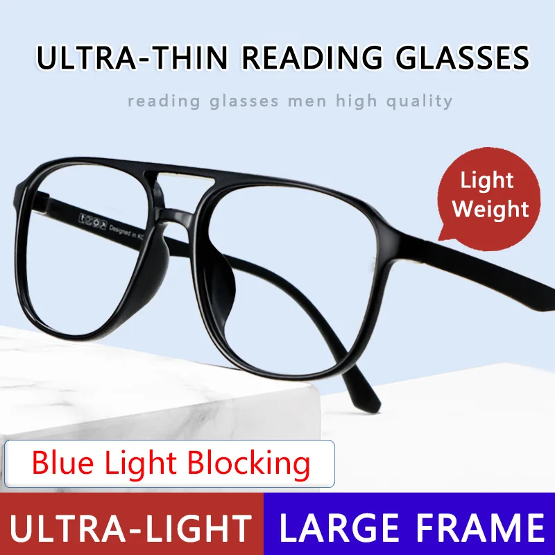 Ultra-Thin Blue Light Blocking Reading Glasses for Men With Lightweight TR90 Full Frame Lightweight Readers Classic Trend