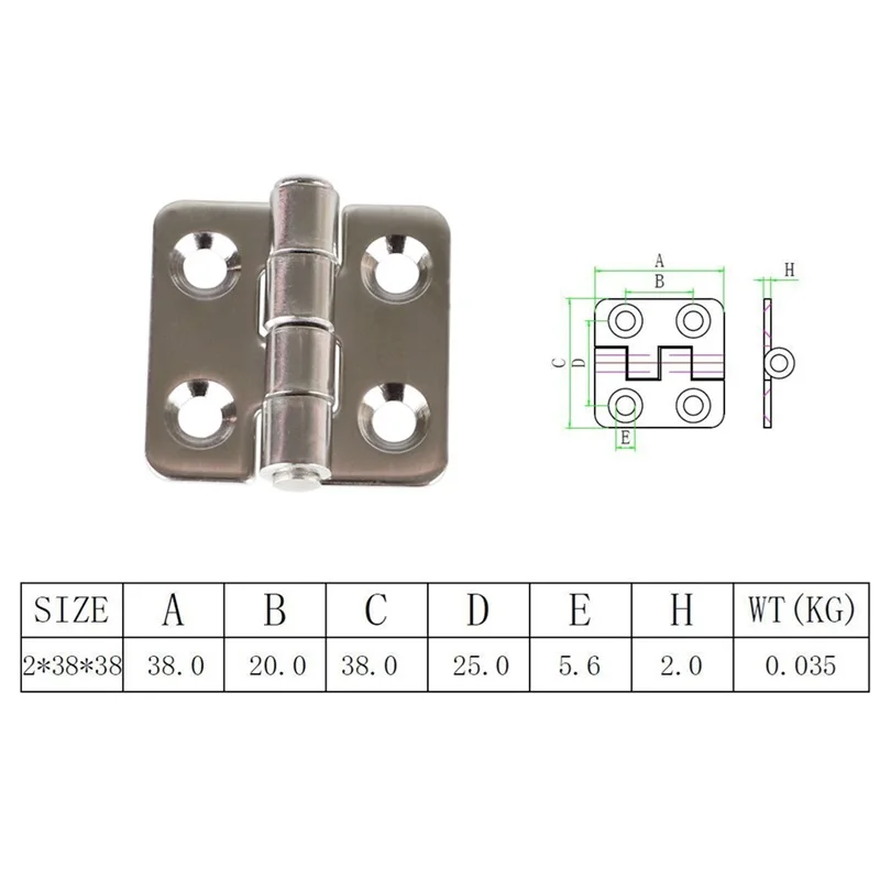 304 Stainless Steel Hinge Deck Hinge Yacht Short Accessory Fixed Folding Flat Open Hinge