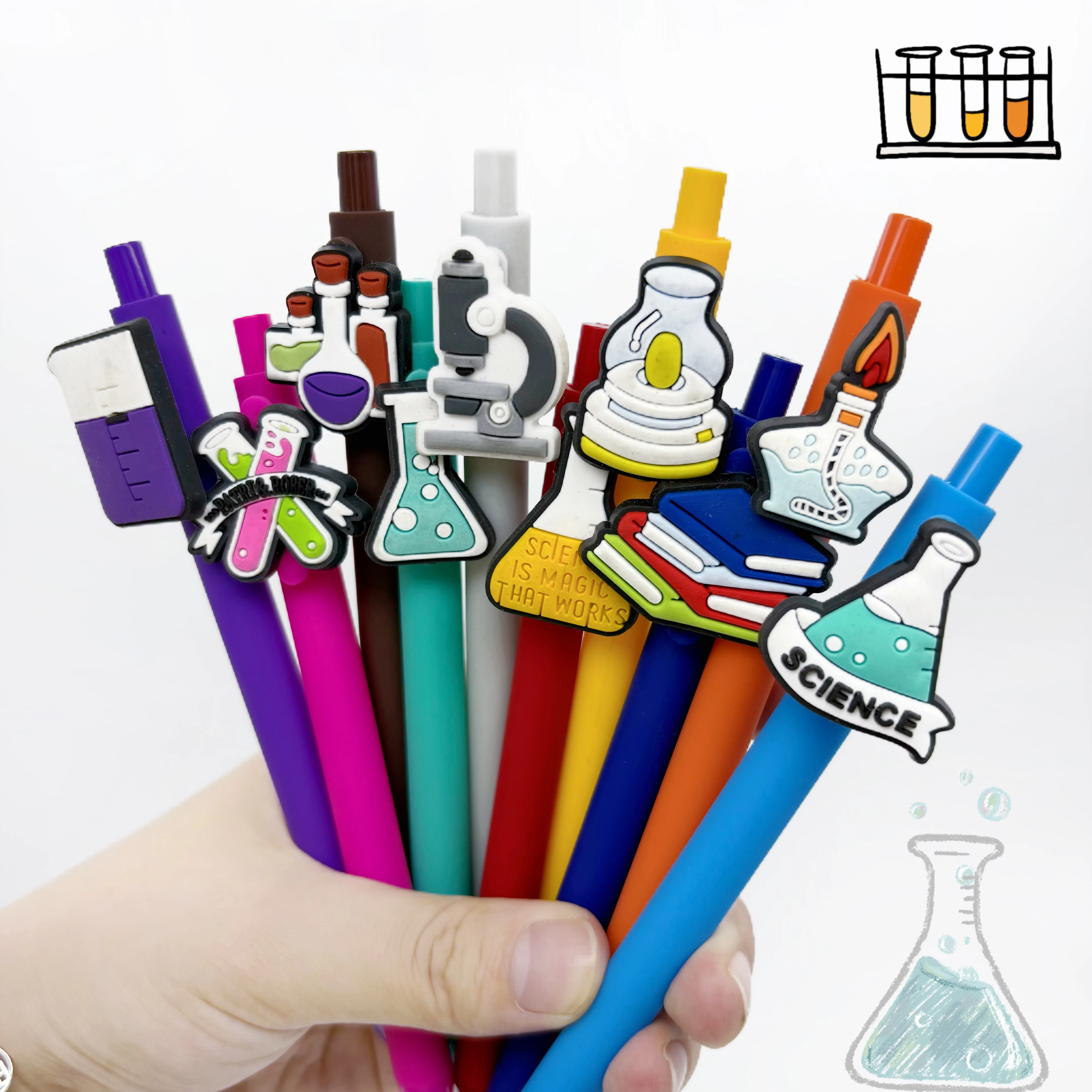 10/20 قطعة قلم حبر جاف لزجاجة كاشف لمختبر الكيمياء، قلم محايد للضغط، مناسب للاستخدام في مكتب الطلاب.