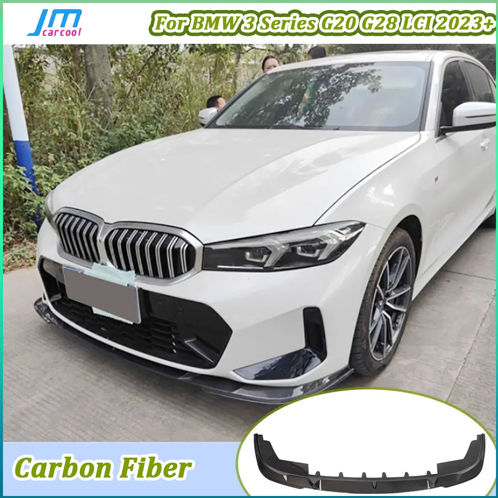 

Car Front Bumper Lip Spoiler for BMW 3 Series G20 G28 LCI 2023+ Carbon Fiber B Style Bumper Canard Lip Splitter Body Kits FRP