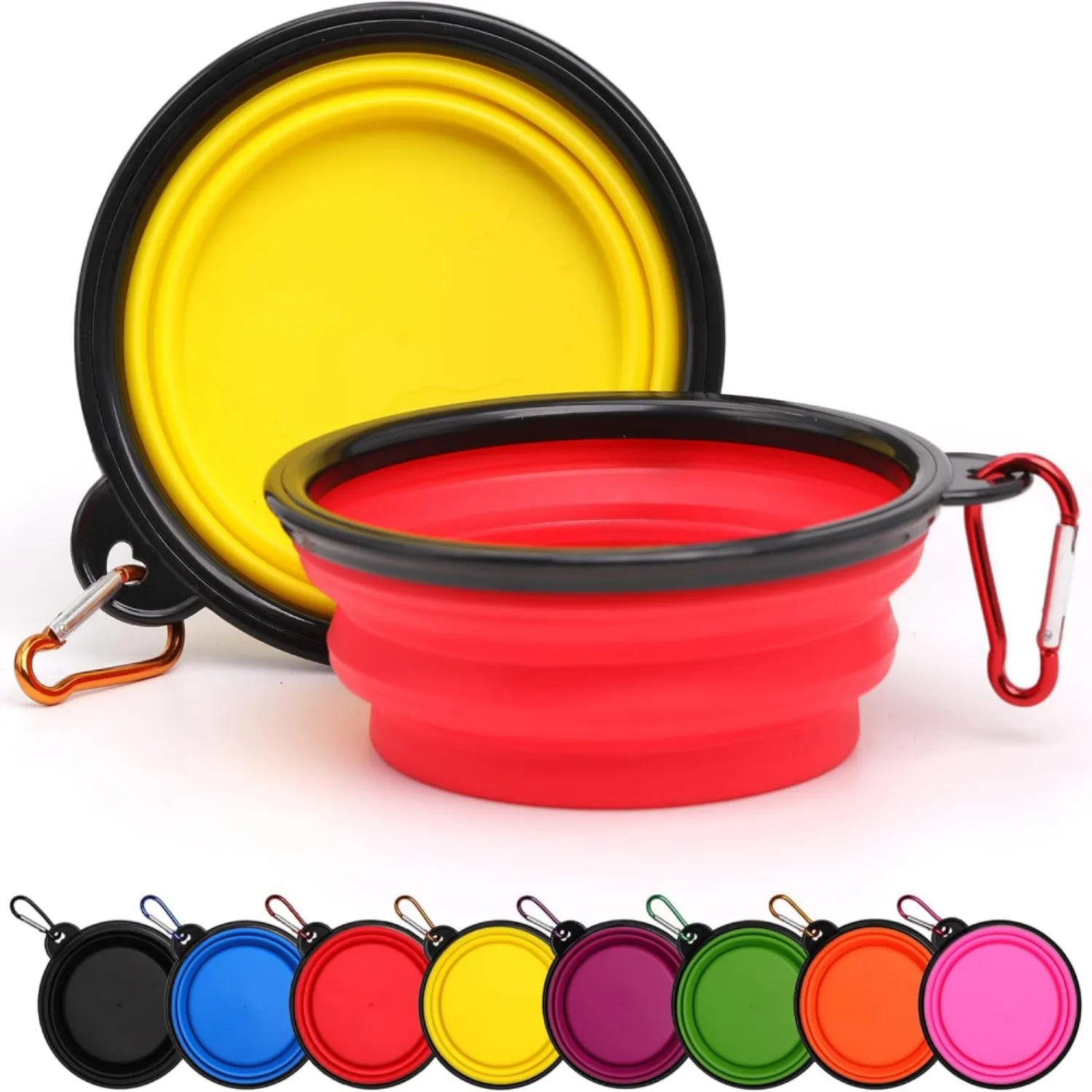 

Collapsible pet bowls, 3 packs of buckled puppy travel bowls, portable reusable cat water and food dishes for both indoor and ou