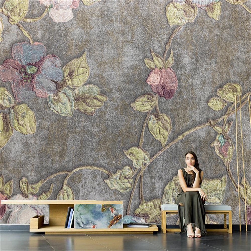 custom Modern Nordic flower wallpaper living room sofa background bedroom dining room Vintage wall papers home decor 3D Stickers