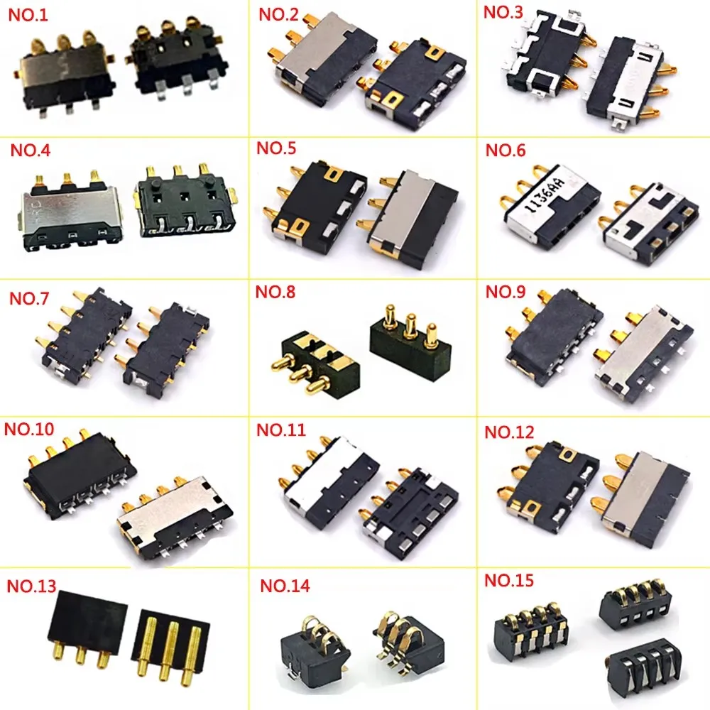 15 Styles 3/4Pin Inner Battery Connector Holder Clip Contact Replacement High Quality Male Plug for Mobile Phones