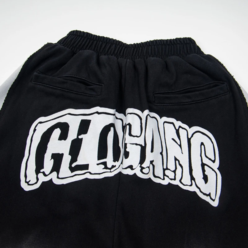 Vintage Trend Glo Gang Casual Pants High-quality Detachable Washed Black Embroidery Pattern Sweatpants