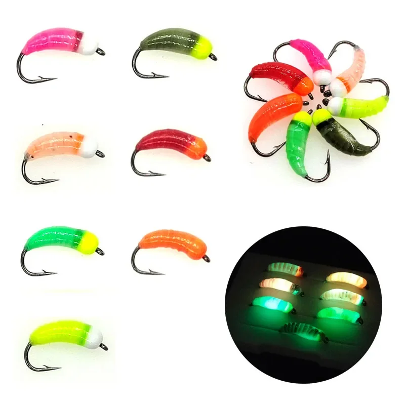 

Fishing Luminous Tungsten Bead Head Nymph Bug Worm Fly Caddis Larvae Insect Baits Fast Sinking Trout Lures Pesca
