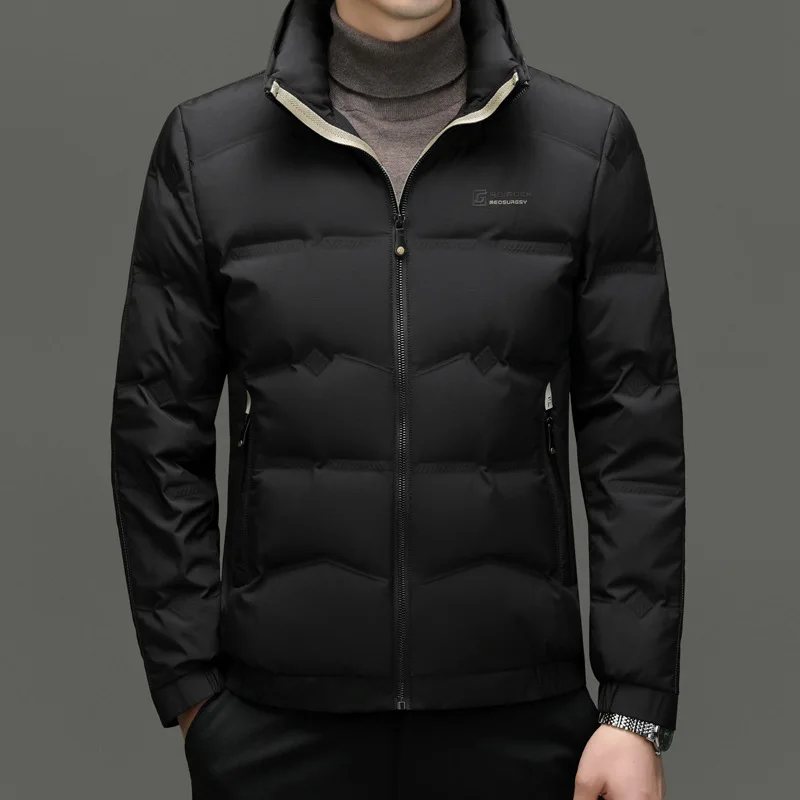 Winter New Standing Collar Down Jacket for Middle-aged Men's Fashion Business Jacket