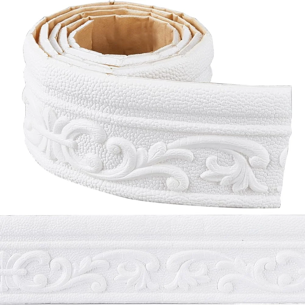 1pc 7.8x230cm Self Adhesive Flexible Foam Molding Trim Wallpaper Border 3D Sticky Decorative Wall Lines Peel 