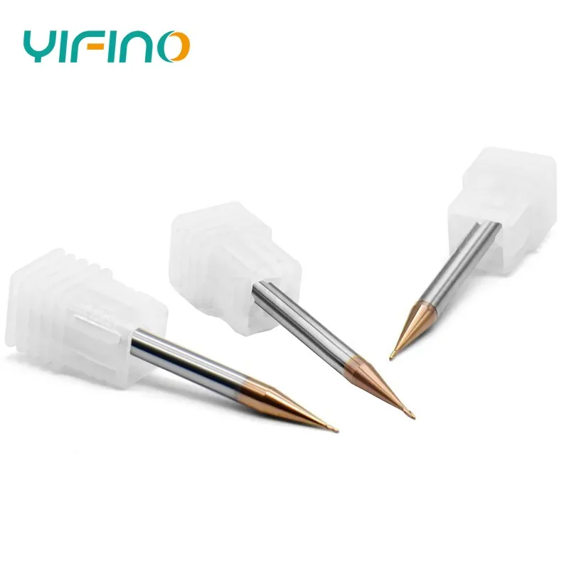 YIFINO HRC55 Tungsten Coated Steel Milling Cutter Small Diameter Ball Nose End Mills Carbide Machining Cutting Tools For Metal