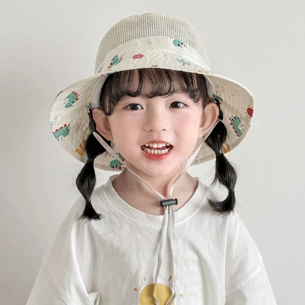 

New Summer Baby Bucket Cap Cartoon Animal Breathable Boys Girls Sunhat Cute Mesh Fisherman Caps 3-8y