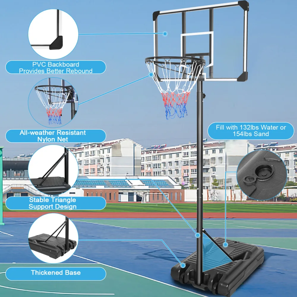 Portable Basketball Hoop & Goal Basketball Stand , Youth Teenagers Outdoor Indoor Basketball Goal Game Play