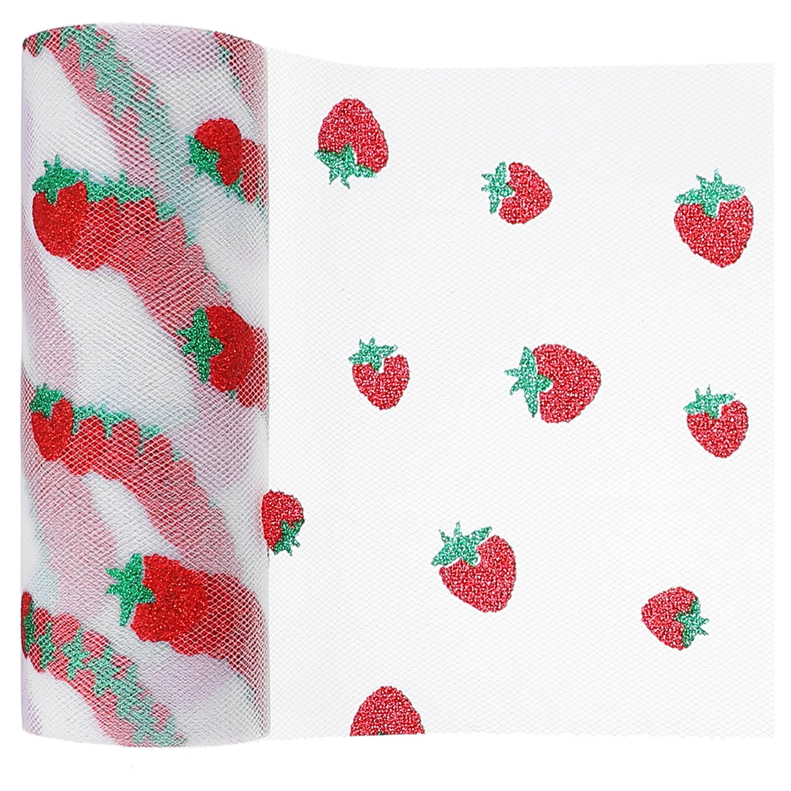 1 pçs 1 rolo de malha tecido morango padrão fio para roupas decoração material projetos artesanato pano fundo