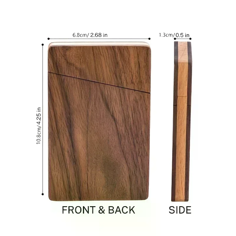 휴대용 호두나무 명함 케이스 슬림 카드 케이스 남성용 나무 명함 정리함 책상 액세서리