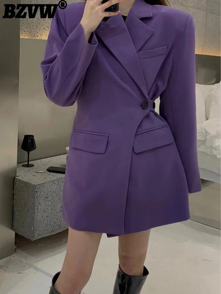 

BZVW Designer Fashion Versatile Blazers Coat For Women Long Sleeve Office Lady Notched Suit Female 2024 New Items Trend 25X0163