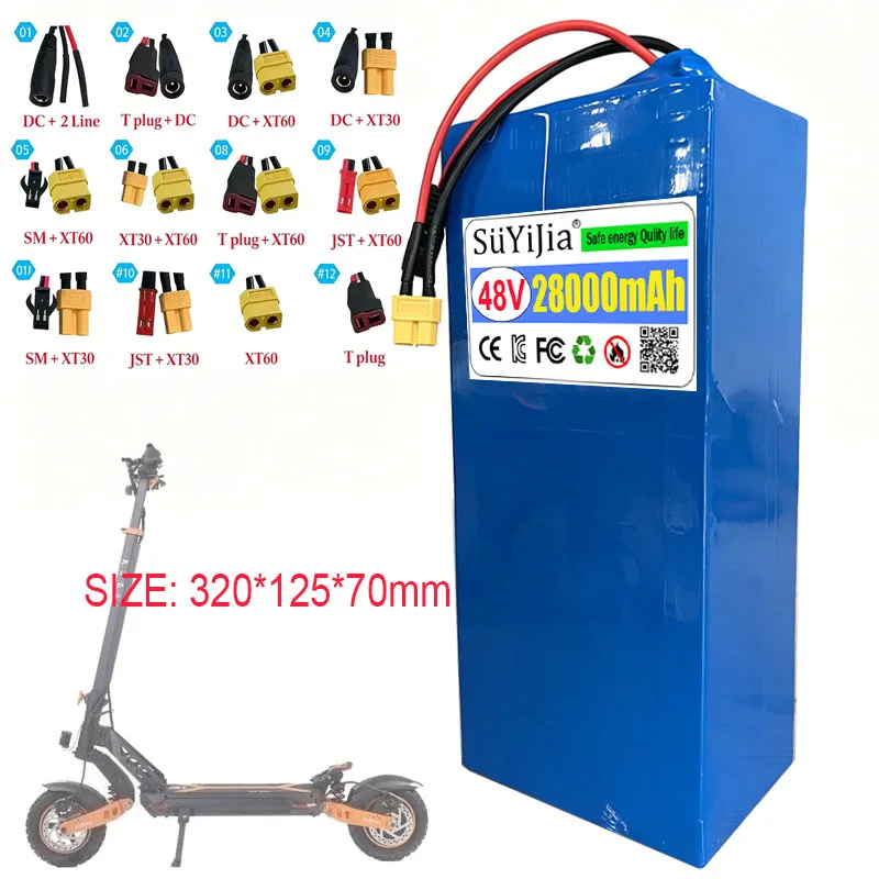 13S8P 48V 28Ah for KUKIRIN G2 MAX SUNNIGO0 X7/X7pro Electric Scooters with 18650 Lithium Batteries High-Capacity Battery