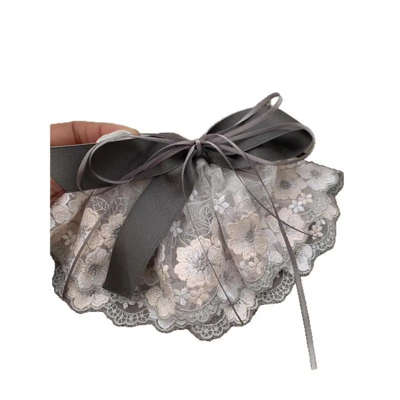 Koreanische Spitzen-Haarspange mit Schleife für Damen, Vintage Blumen-Haarklammer, Halber Pferdeschwanz-Haarnadel, Süße Haaraccessoires, Mädchengeschenk – Detail 5
