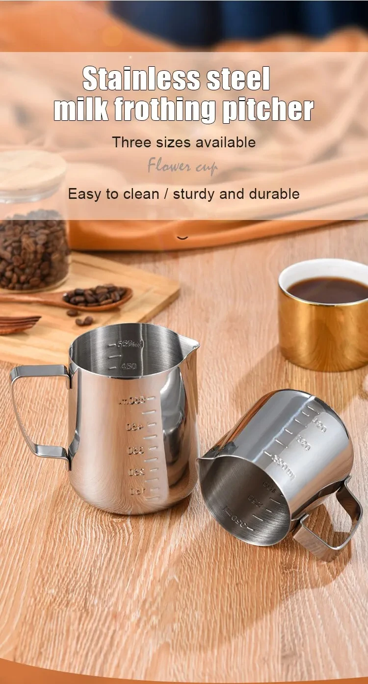 Barista Milk Jug - Stainless Steel Milk Frothing Jug Silver