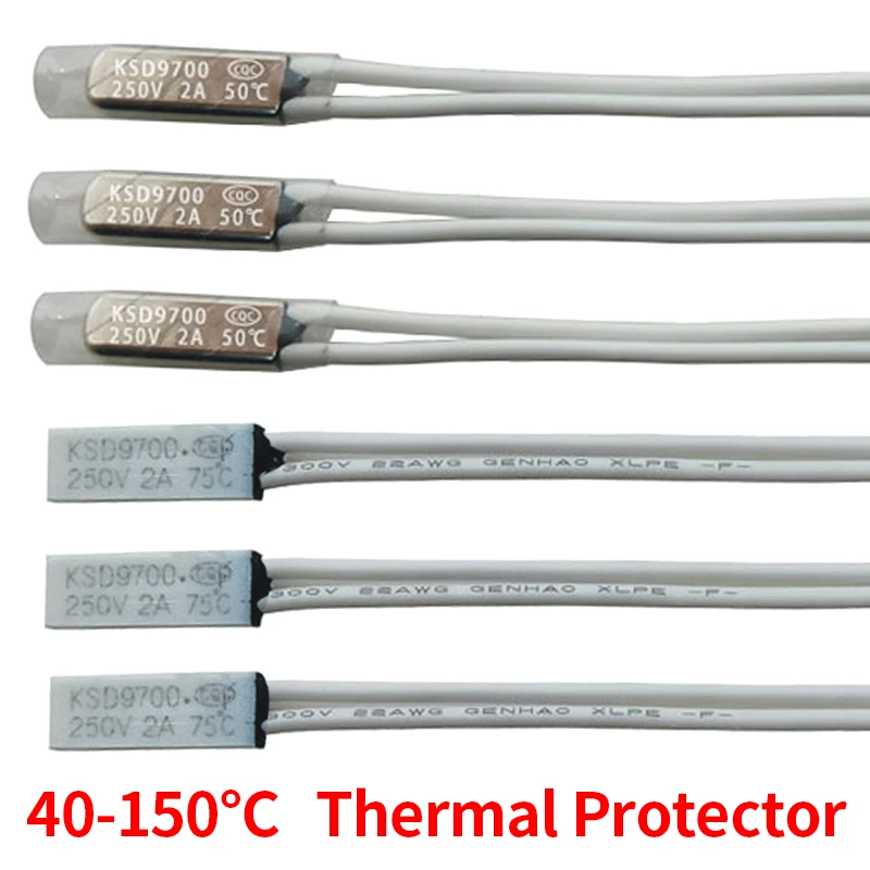 2/5/10PCS KSD9700/TB02 40C 45C 50C 55C 60C 95C 100C 120C 130C150C 15*5.4*2.4 Bimetal Disc Temperature Switch Thermal Protector