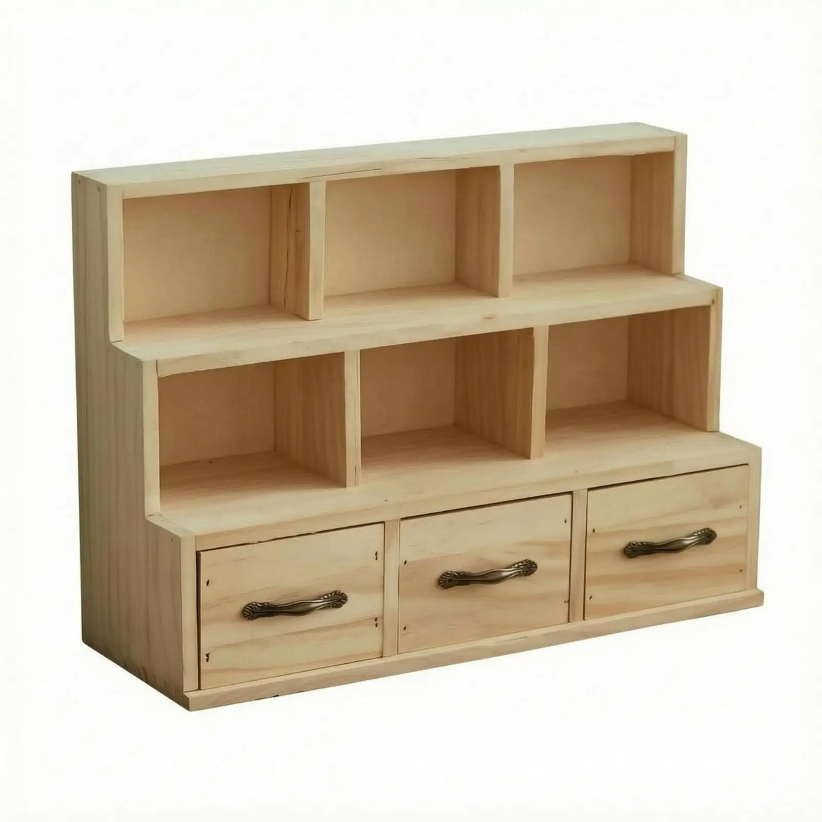 Wooden Desktop Cabinet Timber Wood Desktop Storage Cabinet 6 Compartments