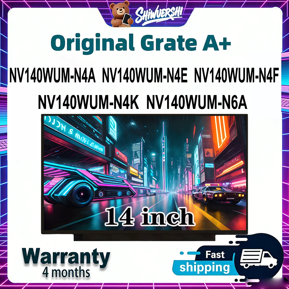 

Оригинальный новый A + 14-дюймовый тонкий ЖК-экран для ноутбука NV140WUM N4A NV140WUM N4E NV140WUM N4F NV140WUM N4K NV140WUM N6A
