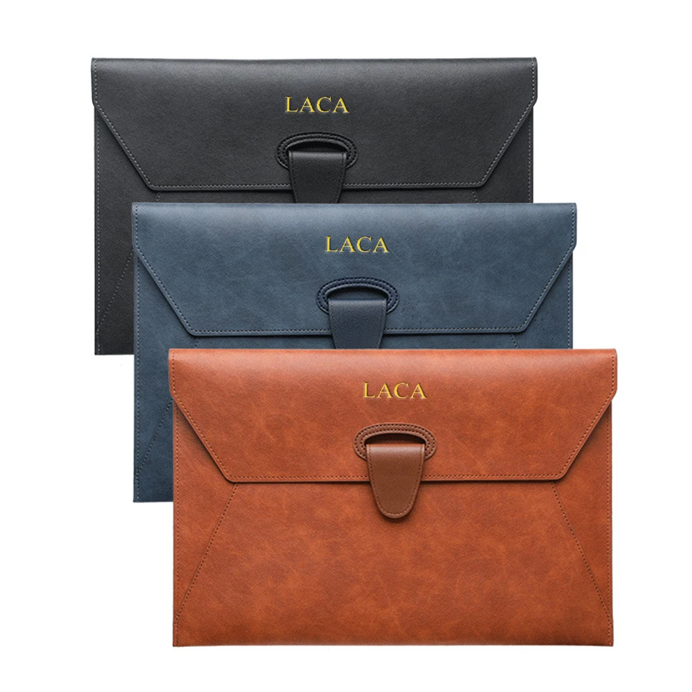 Customized Name: A4 Business File Bag, Leather Material, Thick and Waterproof Storage Bag, Office Bag, Bill Bag