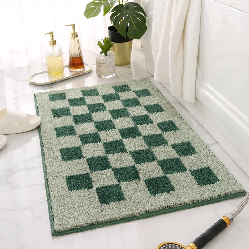 

Checkerboard Household Living Room Bedroom Doorway Balcony Flocking Carpet Toilet Bathroom Entry Absorbent Non-slip Mat