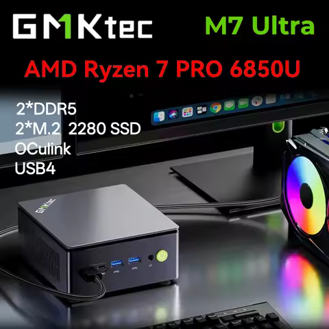 GMKtec MINI PC M7 Ultra AMD Ryzen 7 PRO 6850U OCulink MINI PC Gamer Computer 2*DDR5 2*PCIe4.0 SSD WiFi6E BT5.2 2*2.5G LAN 2*USB4
