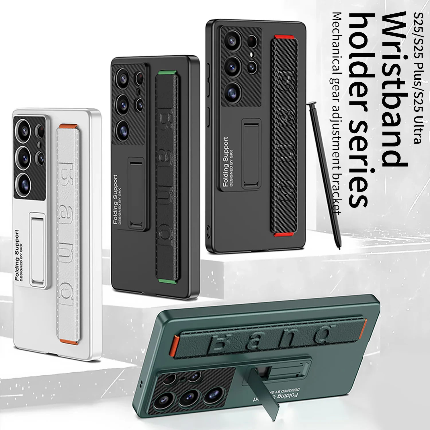 

RICKE Original Case For Samsung Galaxy S25 Ultra Leather Strap Holder Shockproof Matte Plastic Cover For Galaxy S25 Ultra Case