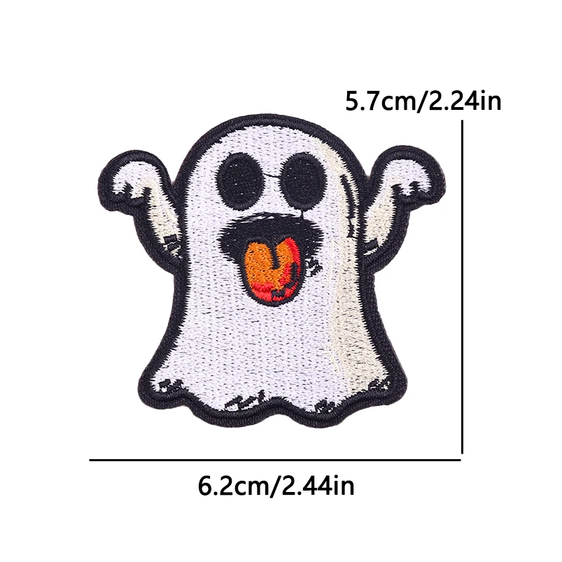 Halloween Spooky Vibes Embroidery Patches Iron On Sew On Pumpkin Ghost Black Cat Skull Applique Patch For Jackets Backpack Decor
