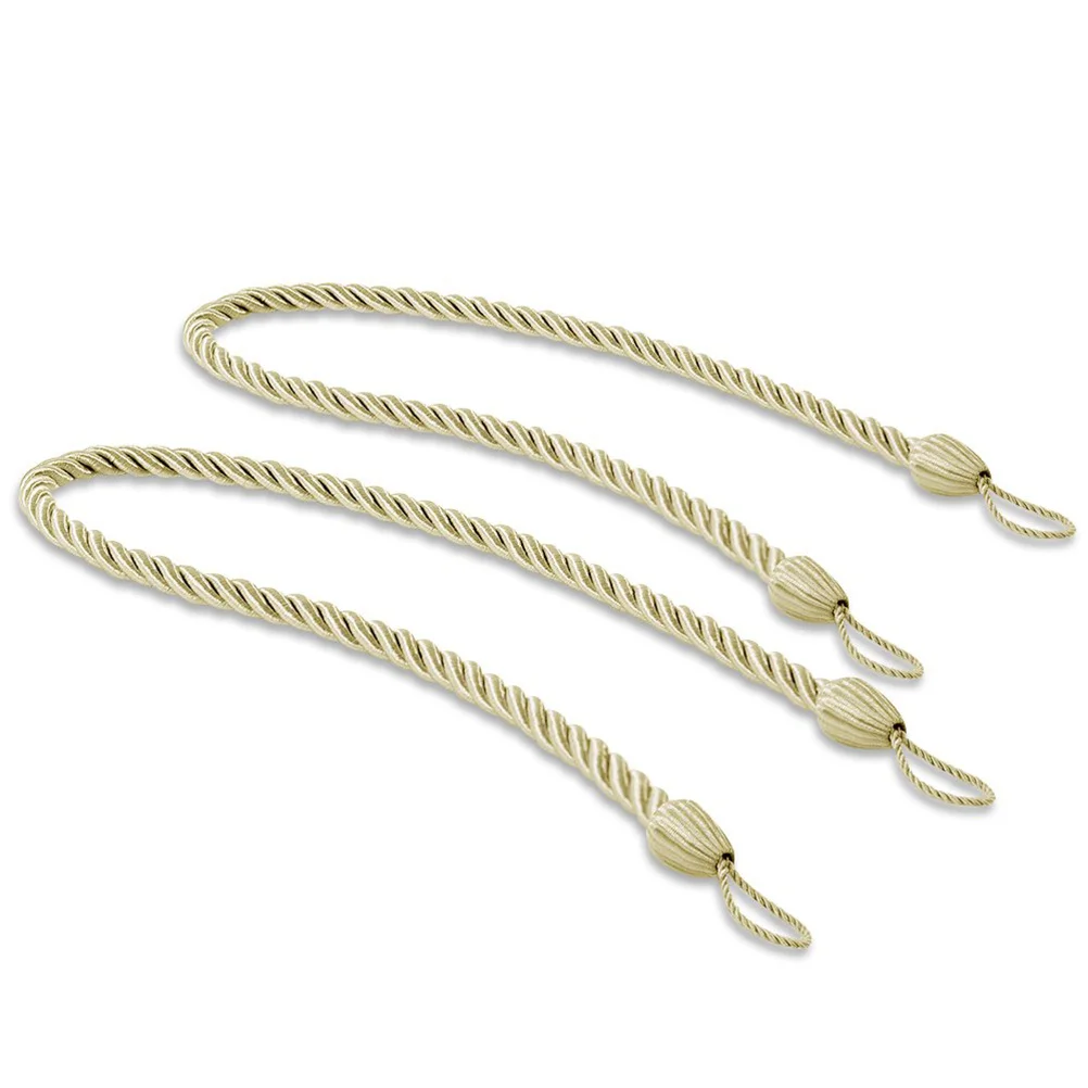 

2Pcs Curtain Strap Tassel Hanging Decorative Tieback Rope Smooth Glossy Finish for Living Room Bedroom Decoration Beige
