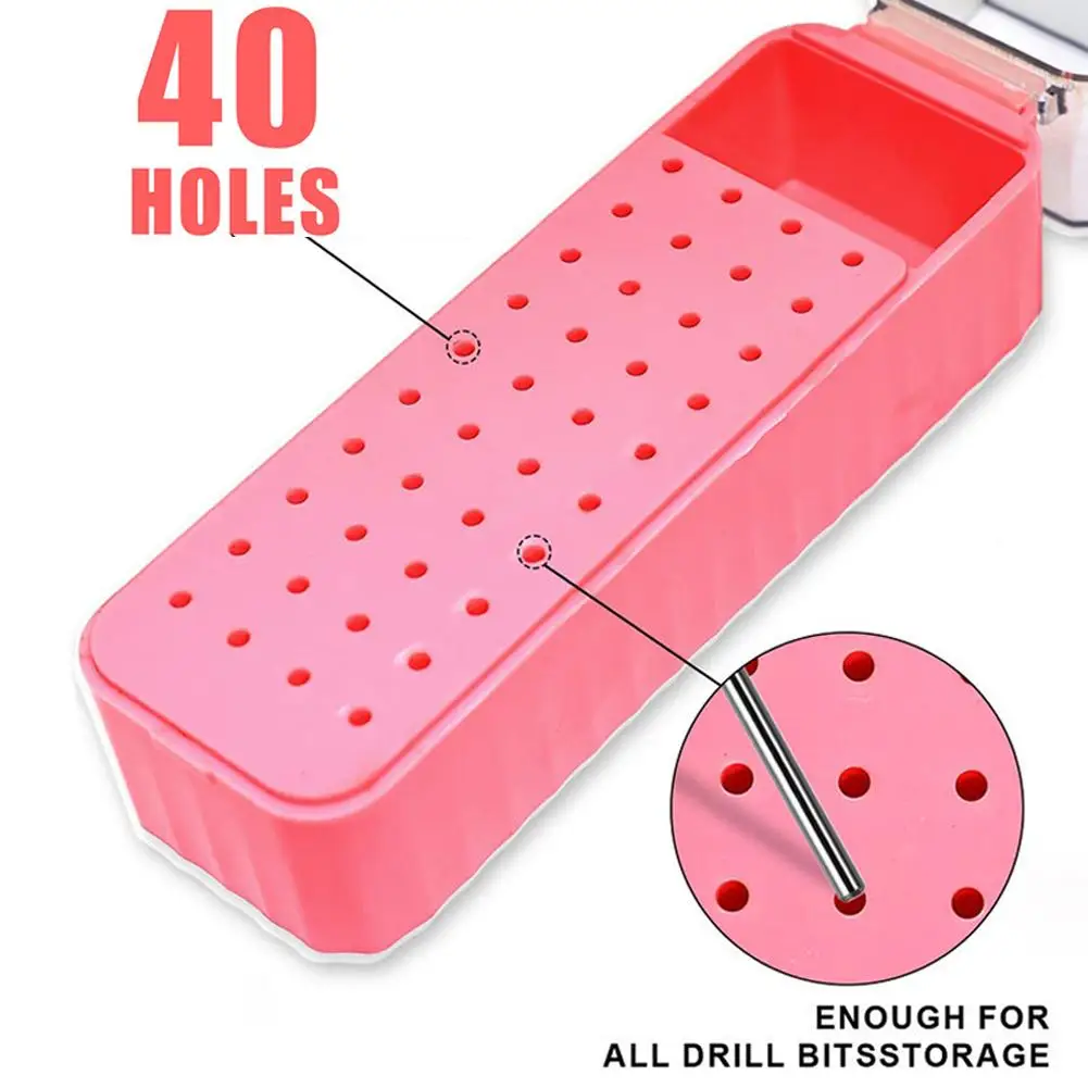 40-gaten nagelboren houder helder stofdicht boor geval voor acryl nagelboren opslag nagelgereedschap