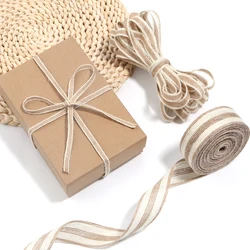 1-10 m/lote de arpillera de yute Vintage Natural, hilo de borde blanco, cuerda de yute, cuerda de cinta para decoraciรณn para fiesta de boda, embalaje de regalo