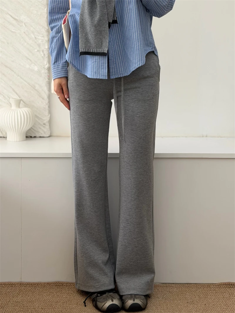Acetate Wool Casual Pants Women's High Waist Wide Leg Pants Spring Summer Thin Style Draped Loose Fit Slimming Capri Pants
