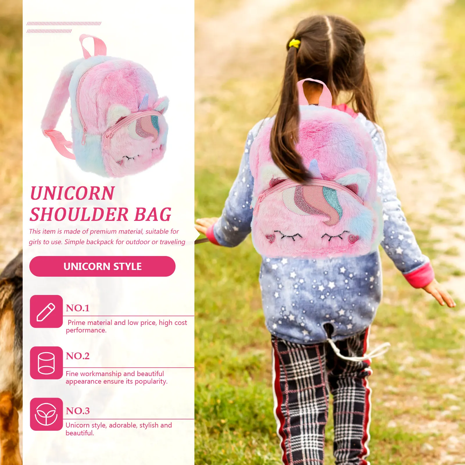 

Unicorn Backpack Girls Large Capacity Cartoon Kids School Bag Mini Unicorn Backpack Shoulder Pouch Adorable Travel Daypack